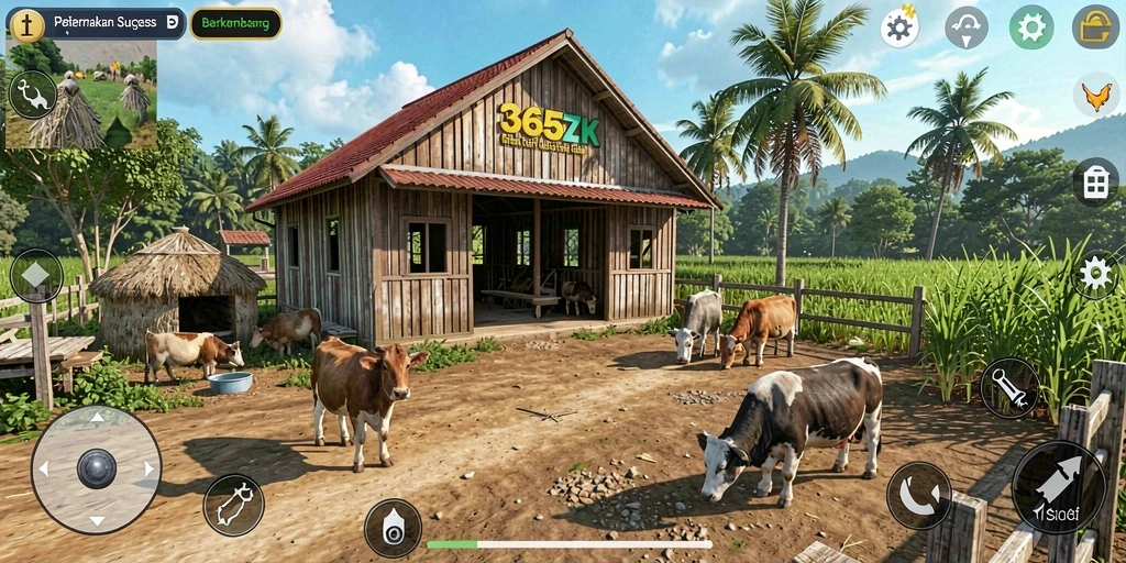 Tampilan gameplay yang menarik di 365ZK dengan ladang yang subur.