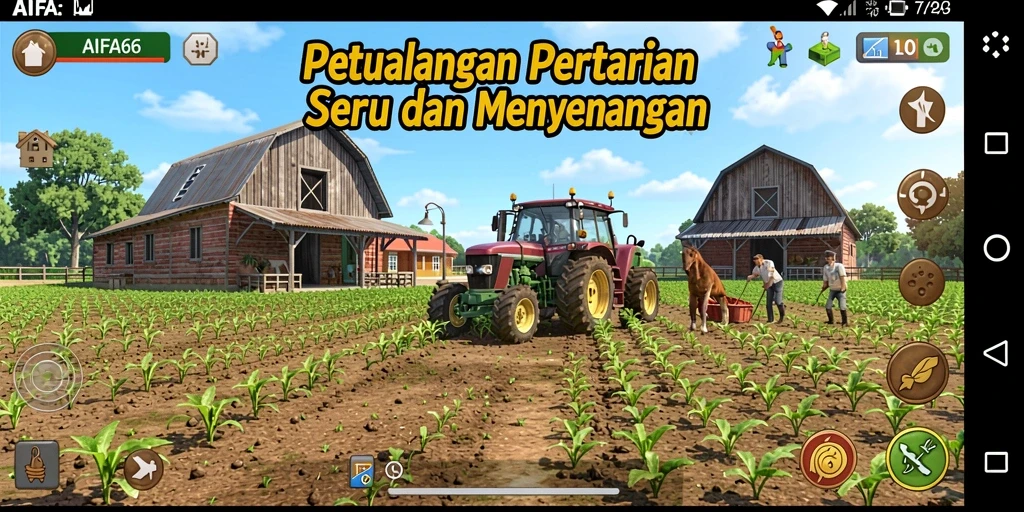 Tampilan gameplay AIFA66 menampilkan aktivitas pertanian yang seru dan menarik.