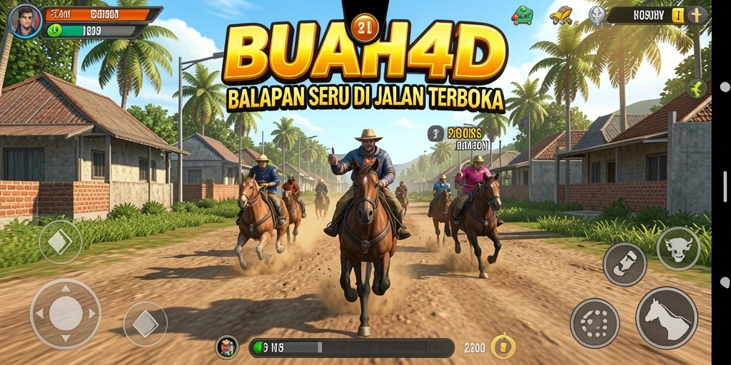 Screenshot gameplay BUAH4D menampilkan aksi balapan yang mendebarkan.