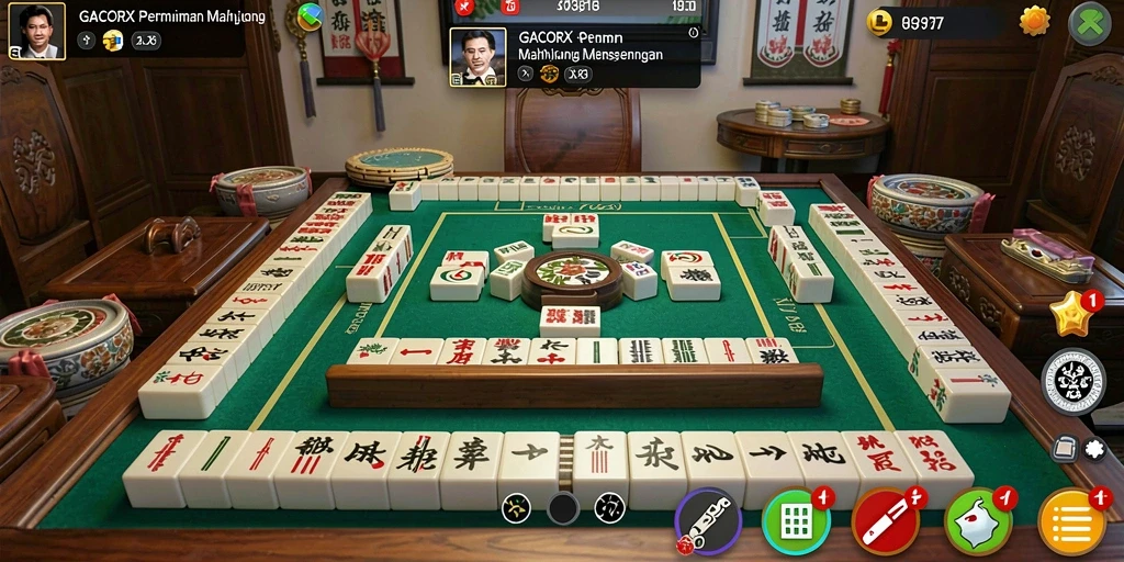 Tampilan gameplay seru di GACORX dengan ubin Mahjong berwarna-warni.