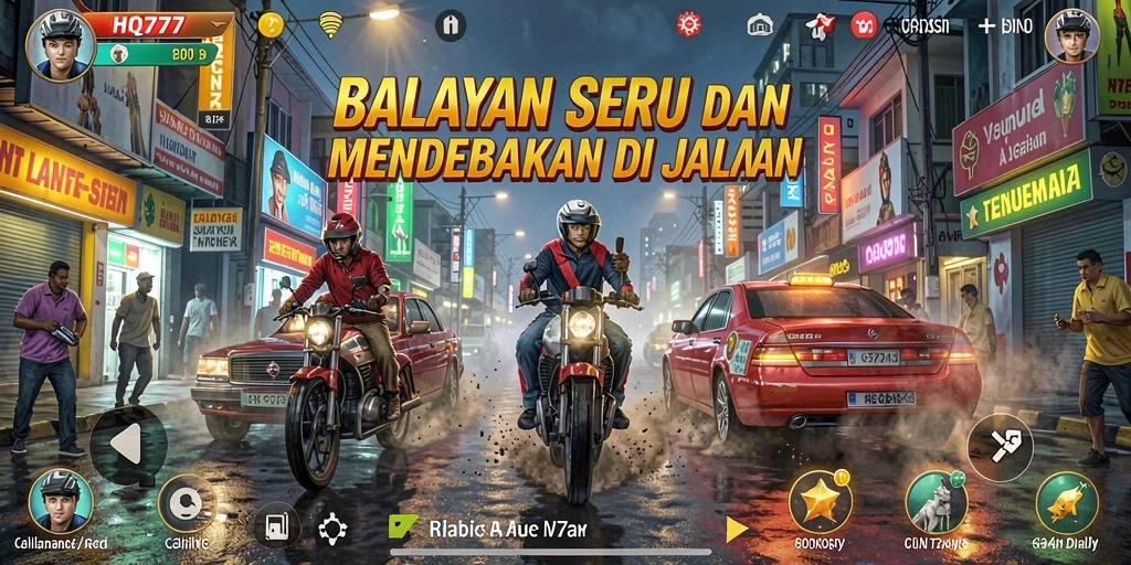 Tampilan gameplay balapan HQ777 yang mendebarkan dan grafis menakjubkan.