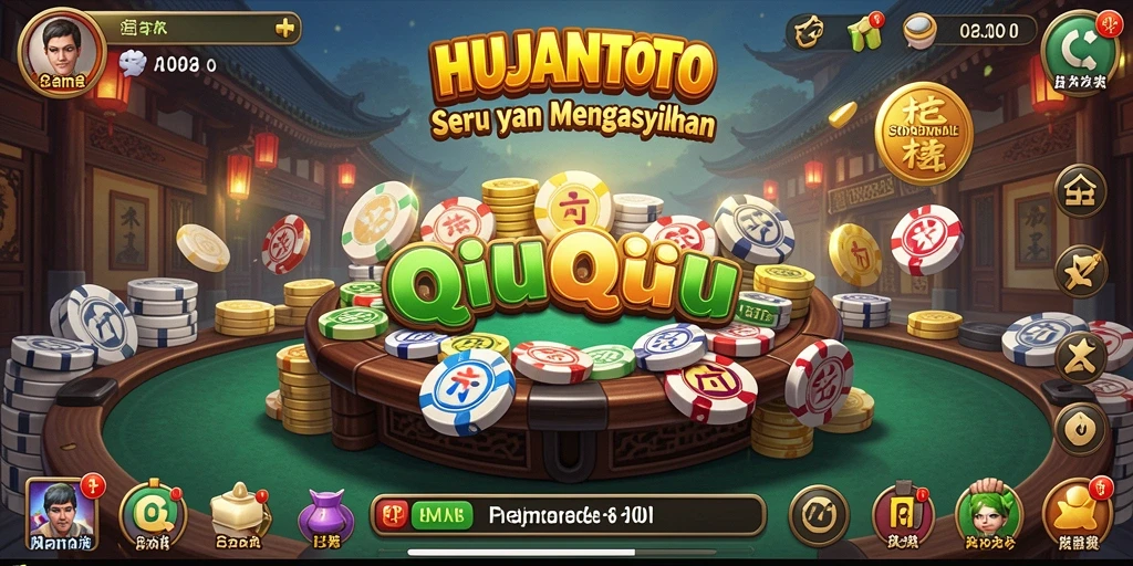 Tampilan gameplay seru di HUJANTOTO dengan kartu QiuQiu.