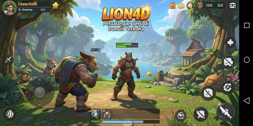Tampilan gameplay seru dalam dunia terbuka LION4D