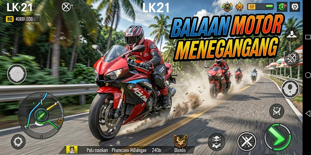 Gameplay LK21 yang mendebarkan dan kompetitif di lintasan balapan.