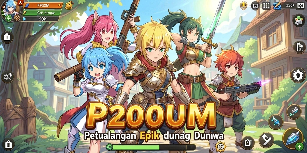 Screenshot P200M menampilkan momen aksi seru dalam permainan Anime.