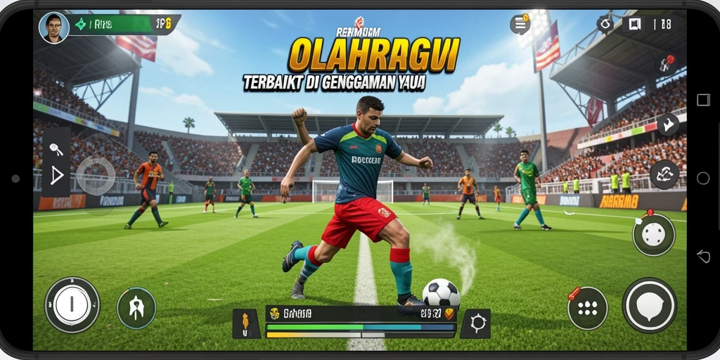 Screenshot gameplay RP8 yang menunjukkan aksi olahraga seru.