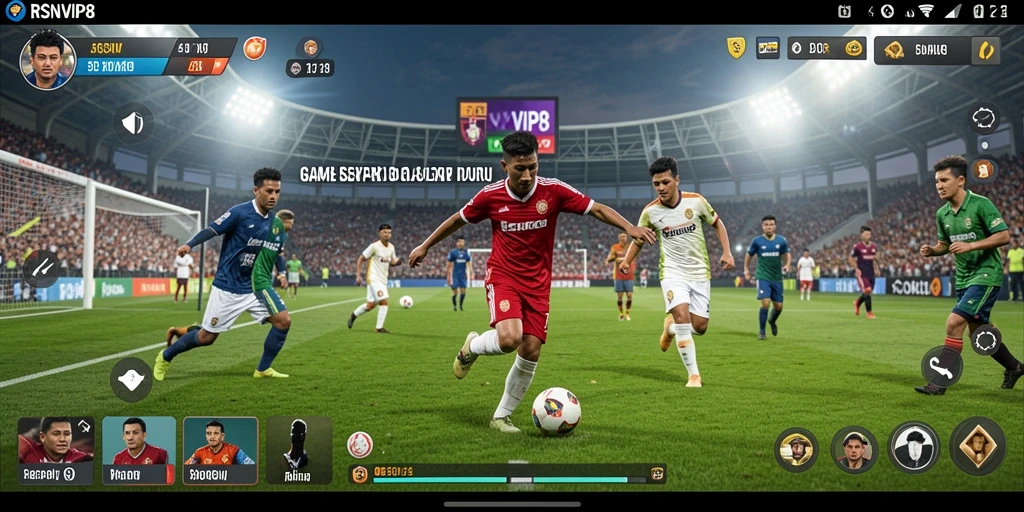 Screenshot RSNVIP8 menampilkan aksi seru pertandingan sepak bola.