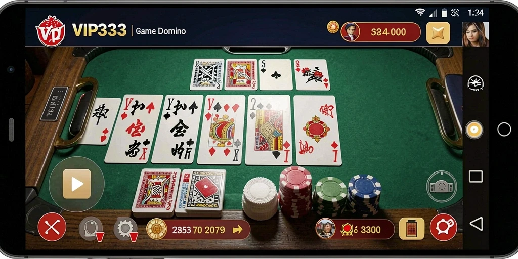 Tampilan screenshot utama VIP333 menampilkan gameplay seru game Domino.